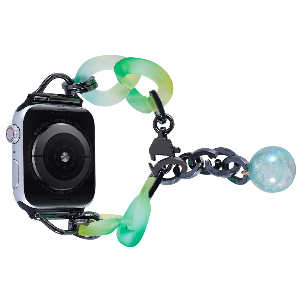 For Apple Watch Series 9 8 7 41mm / 6 5 4 SE (2022) SE (2023) SE 40mm / 3 2 1 38mm Strap Slim Resin Bracelet - Green For Apple Watch Series 9 8 7 41mm / 6 5 4 SE (2022) SE (2023) SE 40mm / 3 2 1 38mm Strap Slim Resin Bracelet - Green